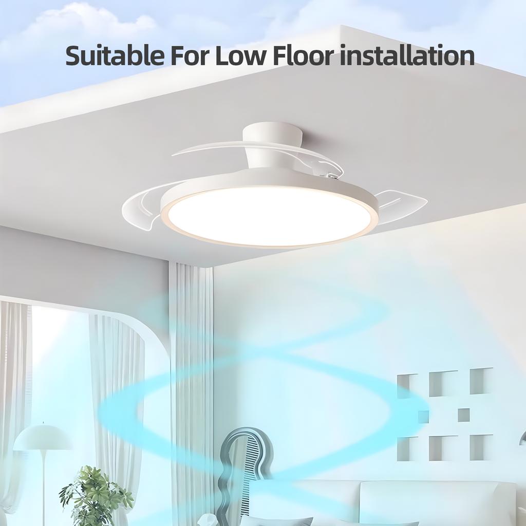 Modern Silent Ceiling Fan With Lights Remote Control Bedroom Decor Ventilator Lamp Air Invisible Blades Retractable Ceiling Lamp