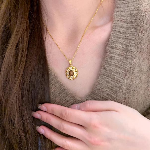 S925 Silver Tigeröga Vintage Filigran Halsband