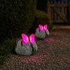 Solar Butterfly Stone Light Resin Garden Decoration with Natural Stone Look Soft LED