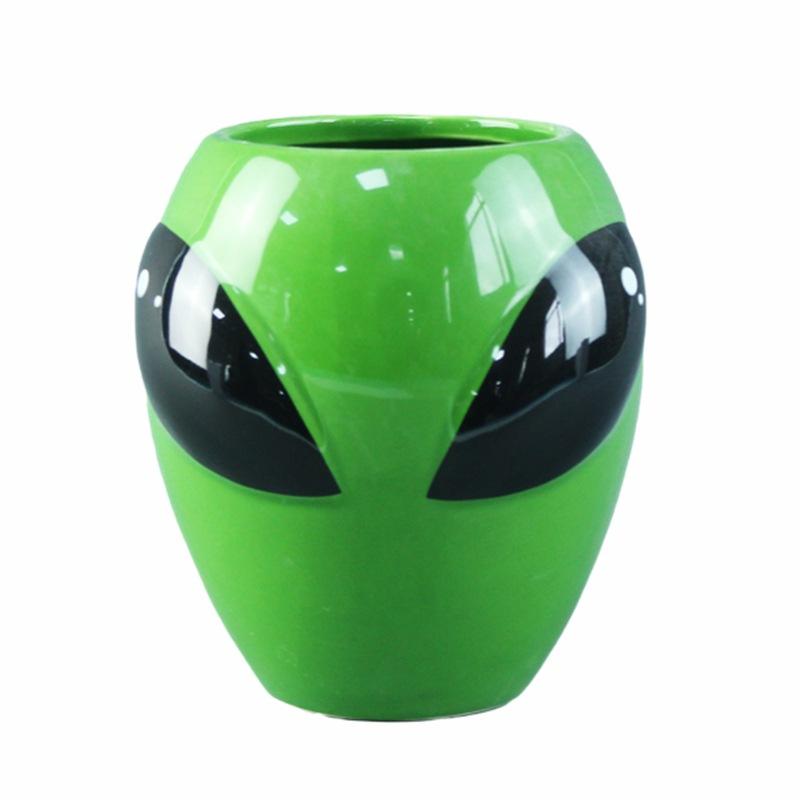 Ceramic 3D Special-shaped Mug ET Mug Creative Cartoon Green Alien Mug Cute Water Cup