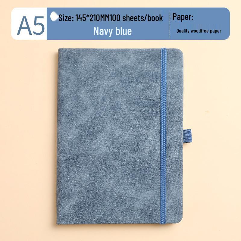 A5 Leather Notebook with Strap, Thickened Diary, Business Office Meeting Journal, Custom Logo