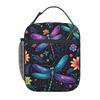Colorful Dragonfly With Flower Insulated Lunch Bag for Women Kids Leakproof Food Boxes Thermal Lunch Box Tote