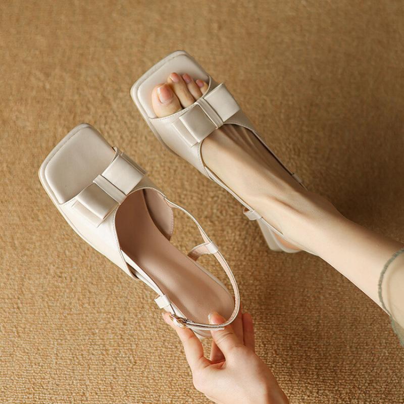 Summer European and American Size Sandals Women's Square Head Silver Comfortable Rubber Soft Sole One Pedal Buckle New Sandals Women