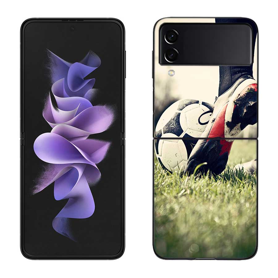 Football Field Phone Case For Samsung Z Flip 7 6 5G Galaxy Z Flip 5 4 3 Black Hard Cell Cover Luxury PC Shell Coque