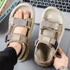 Fashion Summer Adolescent Flat Bottomed Soft Comfortable Quality Fashionable Leisure Sandals Men's Ventilation Non-slip Outdoor Sandals