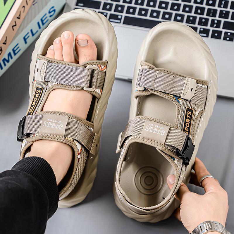 Fashion Summer Adolescent Flat Bottomed Soft Comfortable Quality Fashionable Leisure Sandals Men's Ventilation Non-slip Outdoor Sandals