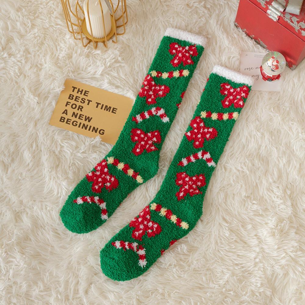 Thickened Floor Sleep Sock Coral Fleece Coral Plush Socks New Long Christmas Socks  Christmas