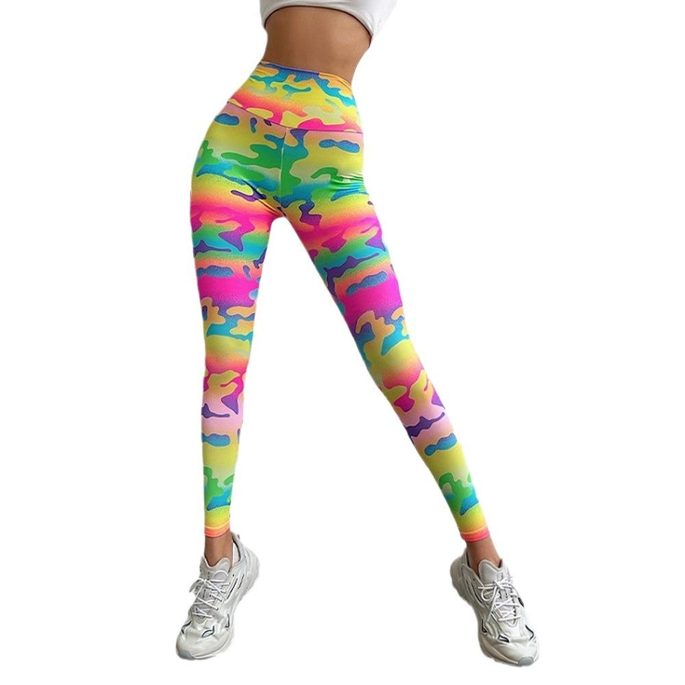 Nuovi Leggings Donna Vita Alta Stampa Camouflage Leopardo Effetto Trasparente Asciugatura Rapida per Corsa Fitness Sport Yoga