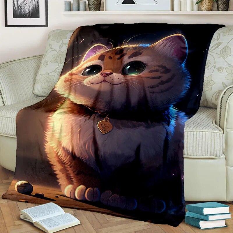 Roztomilá kočka kaliko, kočka Garfield, perská kočka, kreslená deka Ragdoll, měkká deka pro domácí ložnici přikrývka na pohovku pro děti