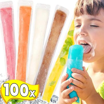 Einweg Eis am Stiel Formbeutel BPA-frei Gefrierbeutel mit Zip-Verschluss und Trichter für Eis am Stiel Joghurt Saft Smoothies