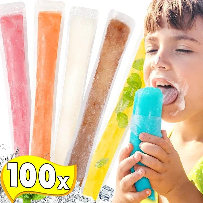 Disposable Popsicle Mold Bags BPA-Free Freezer Tubes with Zip Seals and Funnel  for Ice Pops Yogurt Juice Smoothies