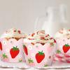 Whaline 36Pcs Strawberry Cupcake Wrappers Red Pink Strawberry Flower Cupcake Liners Decorative Cupcake Holders for Birthday Baby Shower Party Cake