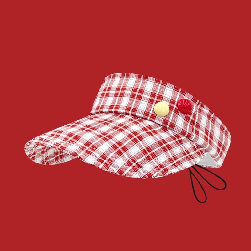 Cap Top Empty Sunscreen Hat Grid Pattern Adjustable Uv Protection Color Multiple