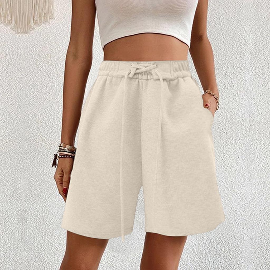 Women's Casual Wide-Leg High-Waisted Slimming Lightweight Drawstring Shorts