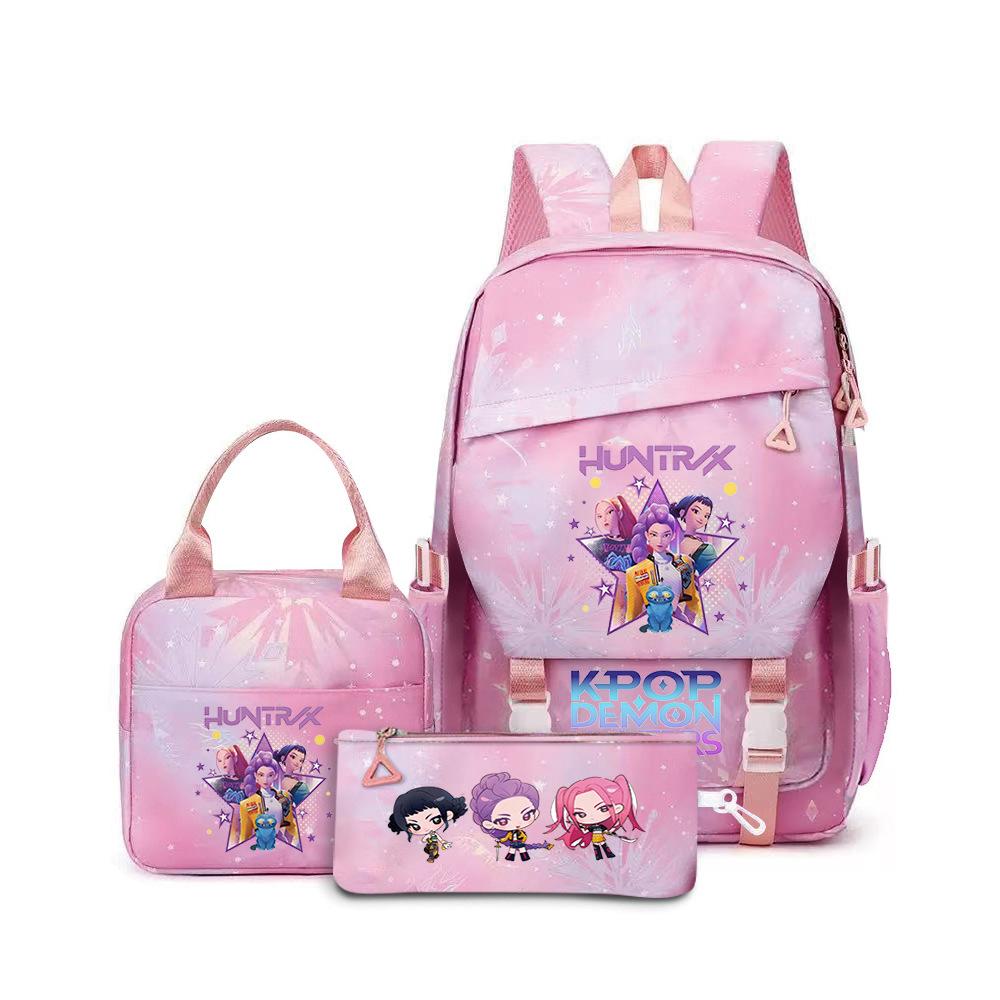 Kpop Demon Hunters, Elementary School Bag, Children'S Backpack, Lunch Bag, Pencil Bag, Three-Piece Set, Student Backpack
