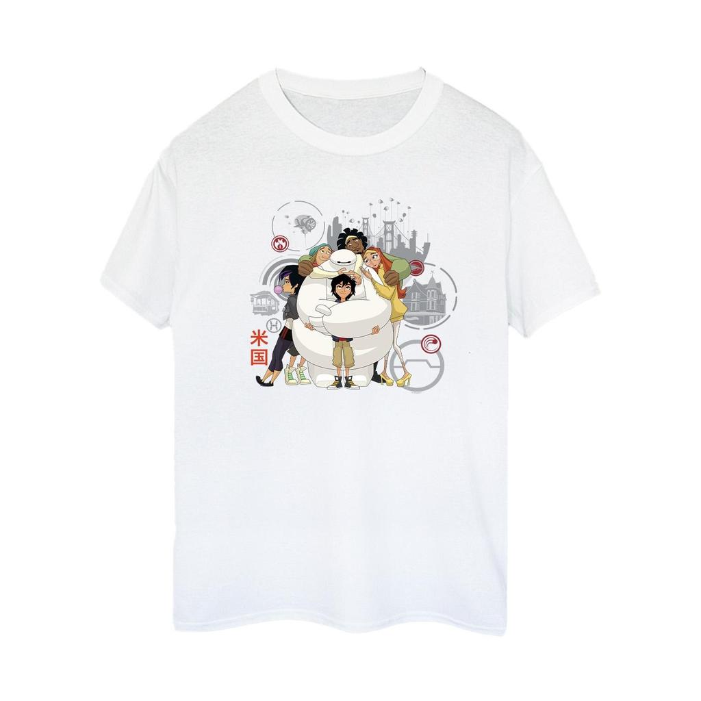Disney Damen/Damen Big Hero 6 Baymax Group Hug Boyfriend-T-Shirt aus Baumwolle