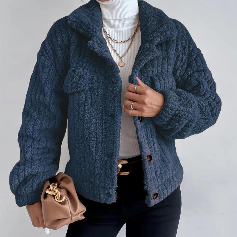 

Winter Rabbit Fur Padded Jacket with Stand Collar Casual Fleece Shirt Women s Thick Plush Coat XXL