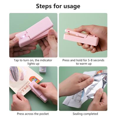 USB Mini Bag Sealer 2-v-1 nabíjecí tepelné těsnění Dobíjecí ruční vakuové tepelné těsnění řezačka pro plastové sáčky pro skladování potravin