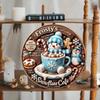Winter Joy Cafe Metal Wall Art Frosty Snowflake Round Sign Home Decor Gift