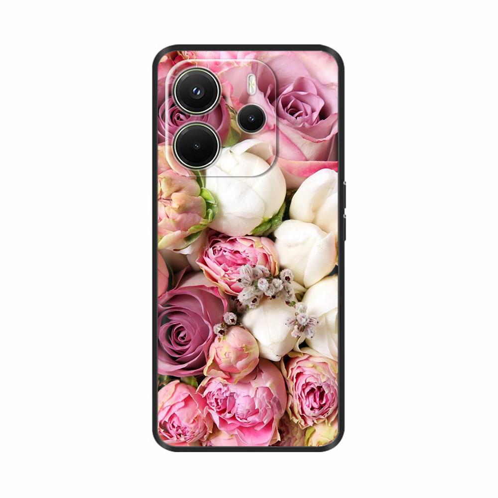 For Xiaomi Redmi Note 14 4G Case Luxury Painted Cover Black Silicone Phone Case For Redmi Note 14 Fundas note14 4G Soft Bumper