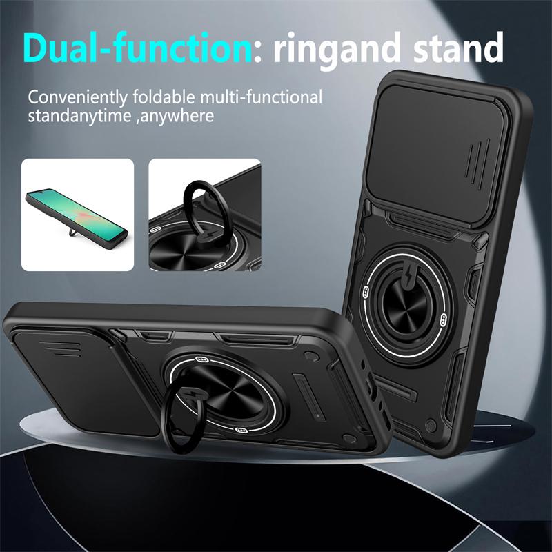 Armor Funda Para For Samsung Galaxy A37 A57 A17 5G A07 4G Case Slide Camera Lens Back Cover Magnetic Ring Stand Protect Coque