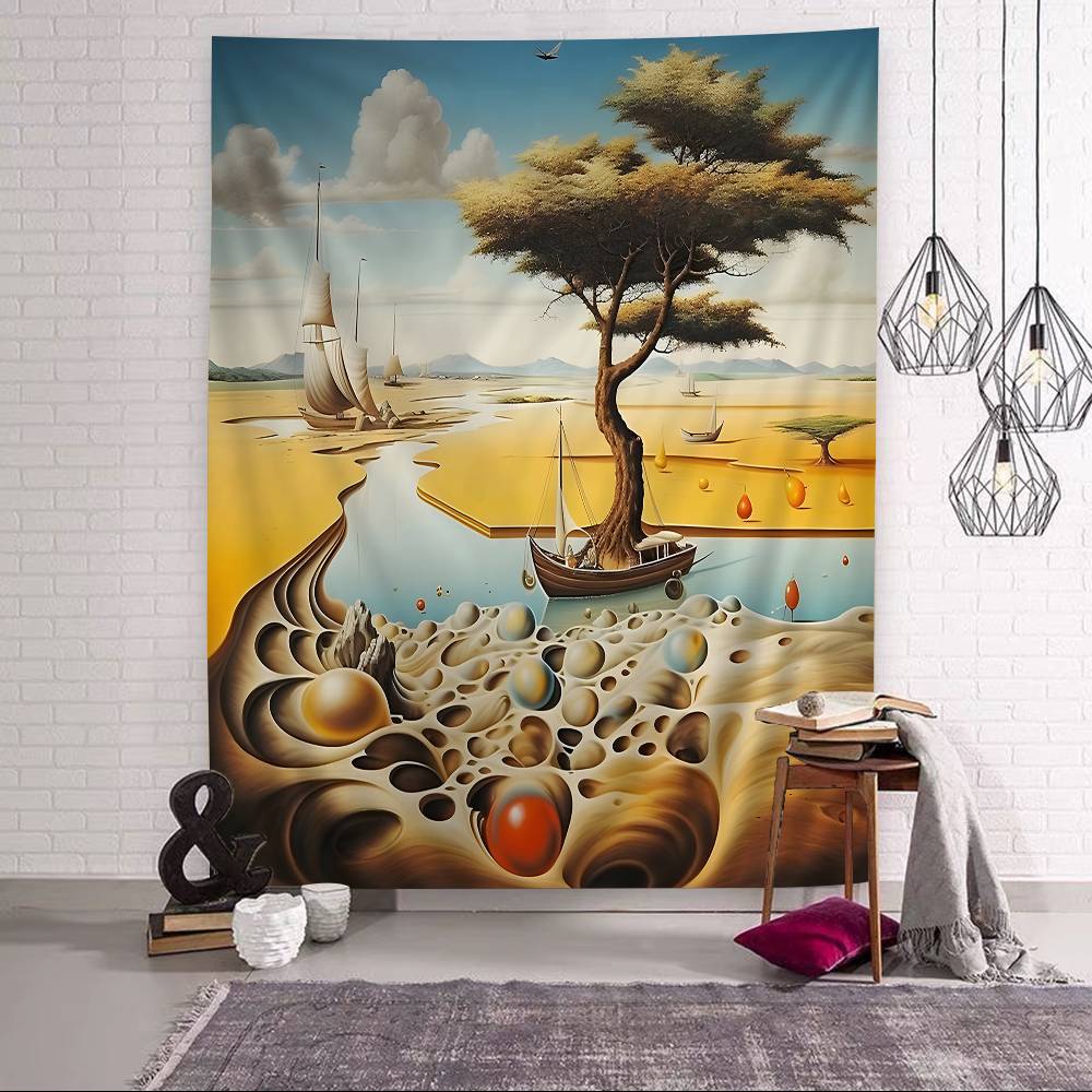 S-Salvador Dali Abstract Art Printed Large Wall Tapestry Cheap Hippie Wall Hanging Bohemian Wall Tapestries Mandala INS