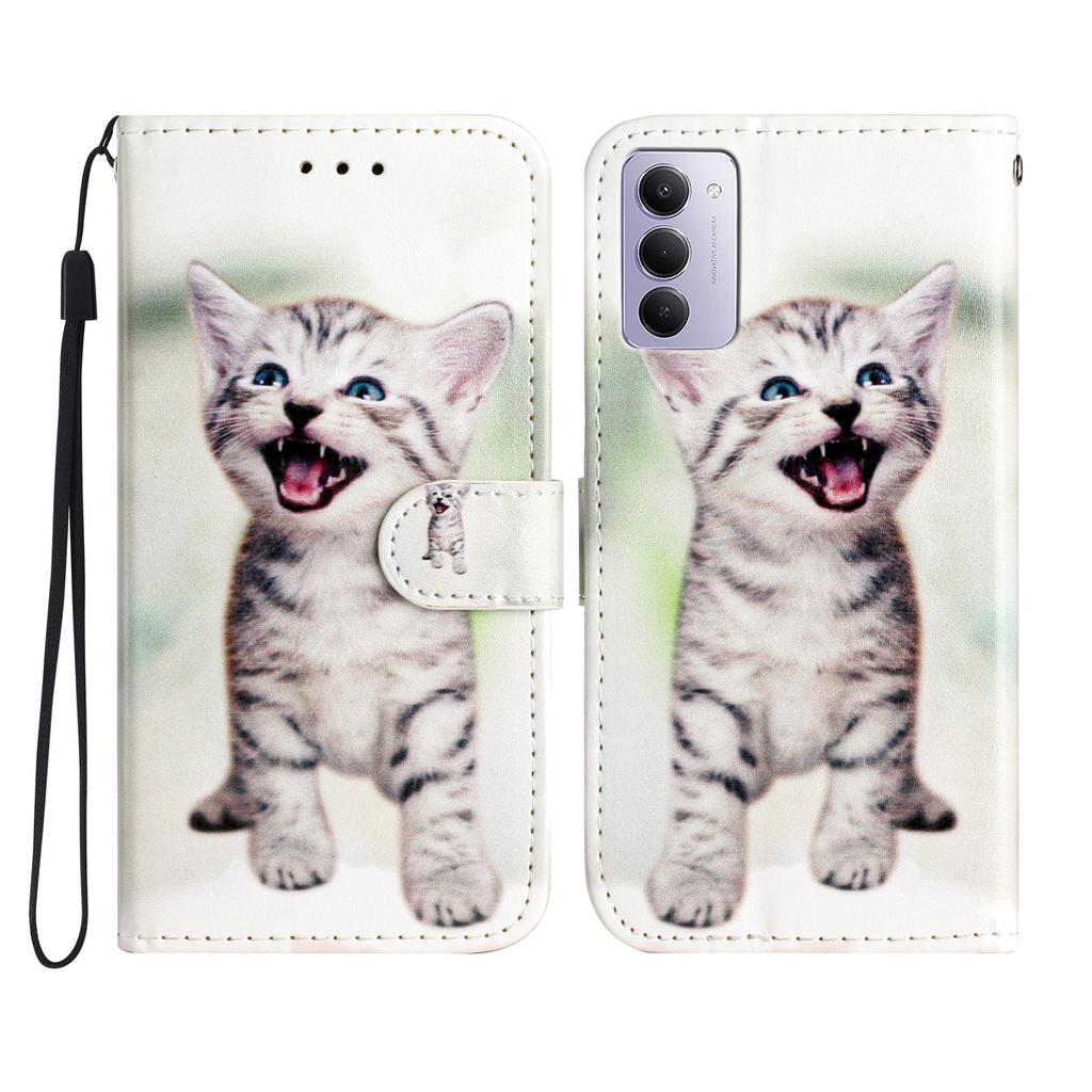 Dla Xiaomi Redmi 15 4G (UE) (171mm) Etui portfelowe z nadrukowanym wzorem, skóra PU, podstawka, pokrowiec na telefon ze smyczą