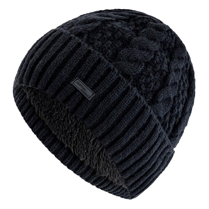 

Новая Унисекс Зимняя Шапка Модная Уличная Шапка-Бини Для Мужчин Женщин, Парная Флисовая Подкладка Теплая Вязаная Шапка 56cm-60cm чёрный