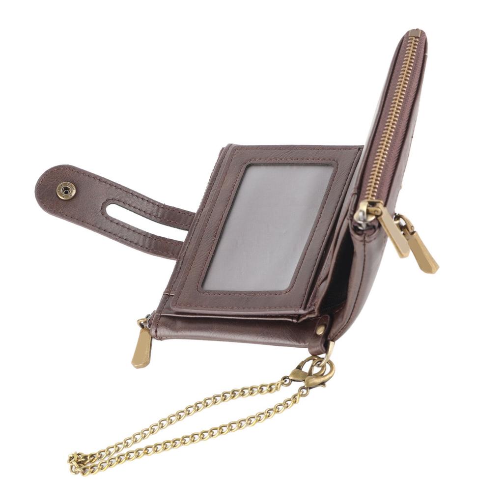 Men Short Wallet Retro Multi Slots Zipper Closure PU Leather Flip Purse for Cash Bank Cards Coins