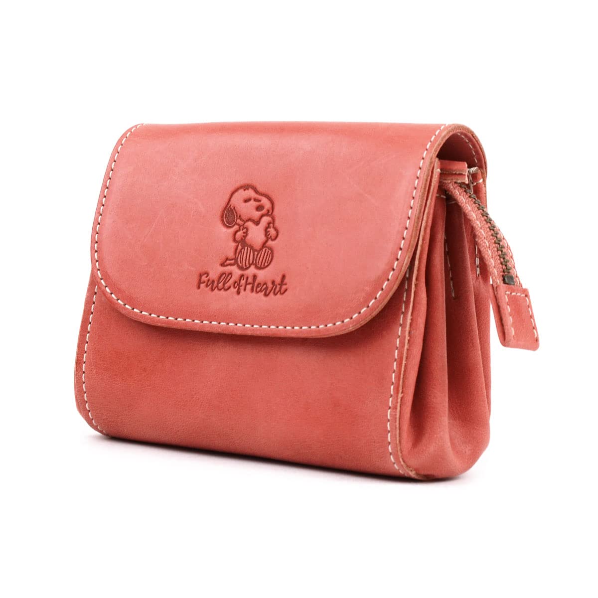 

PEANUTS Mini Wallet, Wallet Pouch, Compact Wallet, Genuine Himeji Leather, Full of Heart, Women s, 73342 (PINK)