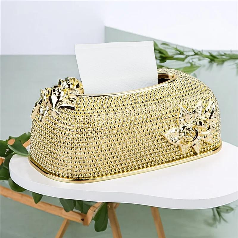 

Роскошный держатель для коробки для салфеток в европейском стиле с резной розой, коробка для салфеток с гальваническим покрытием подходит для обеденных столов, гостиных, спален, кухонь CHINA жёлтый