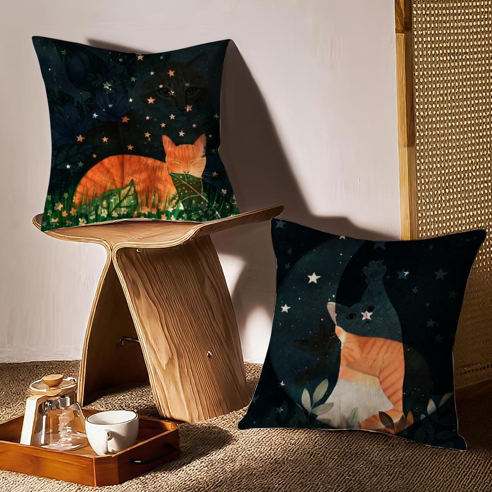 Cozy Home Funny Cats Warm Family Pillow Case Double-Sided Printing Short Plush Sofa Cushion Cover Bedroom Bedside Pillow