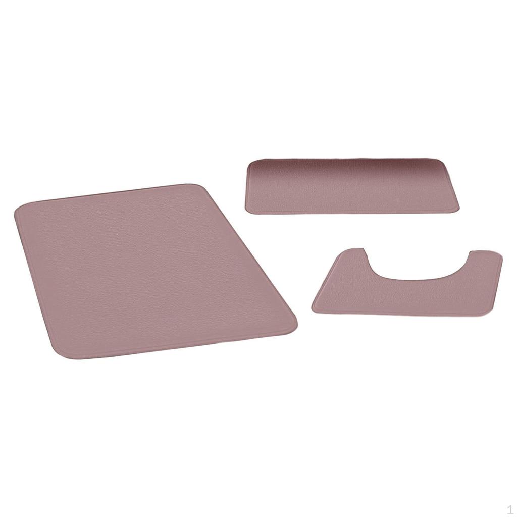 3 Piece Bathroom Rug Soft Carpet Absorbent Polyester Machine Washable Non Slip Floor Mat for