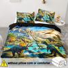3D Dinosaur Print Duvet Cover Set Zipper Closure-100% Polyester Breathable Bedding Set All-Season Animal Theme Bedroom Decor