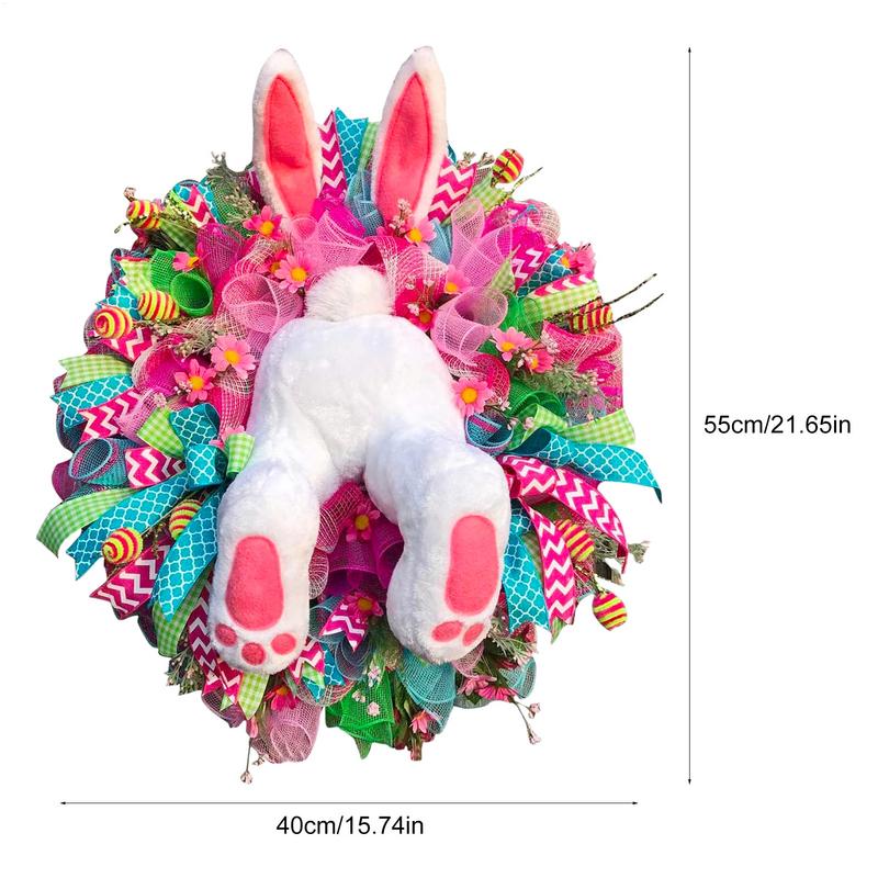 1PC New Easter Bunny Wreath Colorful Door Wall Ornaments Happy Rabbit Home Party Creative Garland Festival Decoration Props