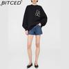 BITCED Women's Early Autumn Patchwork Embroidered Letter Sweatshirt