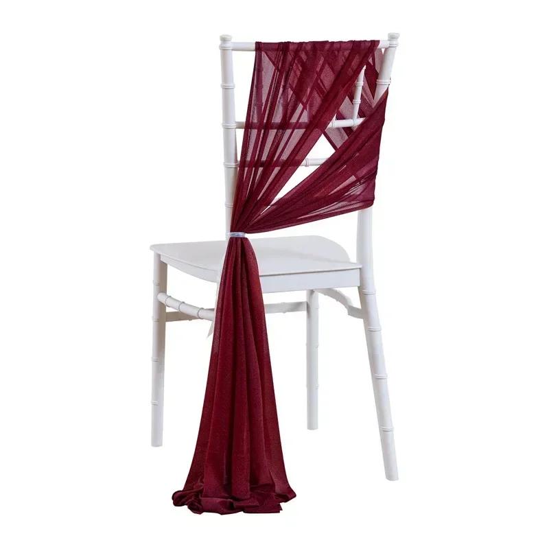 10/50 ks 17x250cm Šifonové mašle na židle Svatba Židle Baby Shower Potahy Stuha Svatba Párty Banket Akce Ulička Židle Dekorace