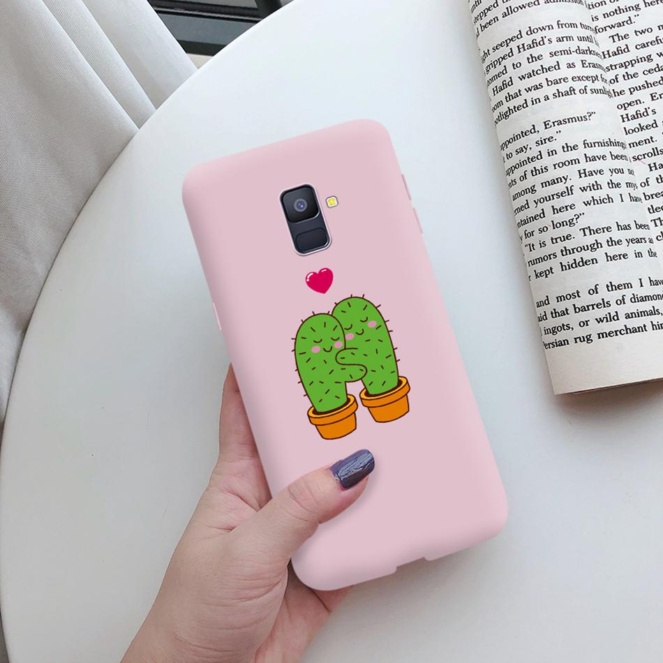 Love Heart Case For Samsung A6 2018 Cover A600F Silicon Tpu Phone Case For Samsung Galaxy A 6 A6 Plus 2018 A605F Case Cat Cactus
