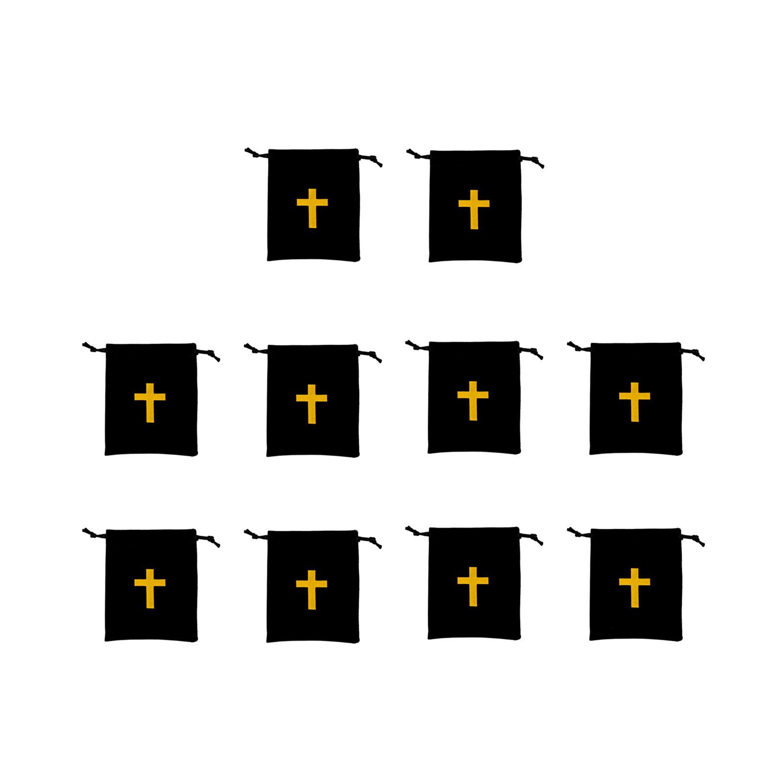 

Упаковка из 10 бархатных мешочков на завязках, мешочков для четок, подарочных мешочков с крестообразным дизайном для хранения ювелирных изделий и путешествий S