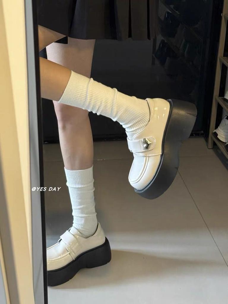 Fashion Woman Pumps with Medium Heels Platform Leather Casual Loafers Shoes for Women Round Toe Non Slip Stylish Luxury Brand 2025 Trend