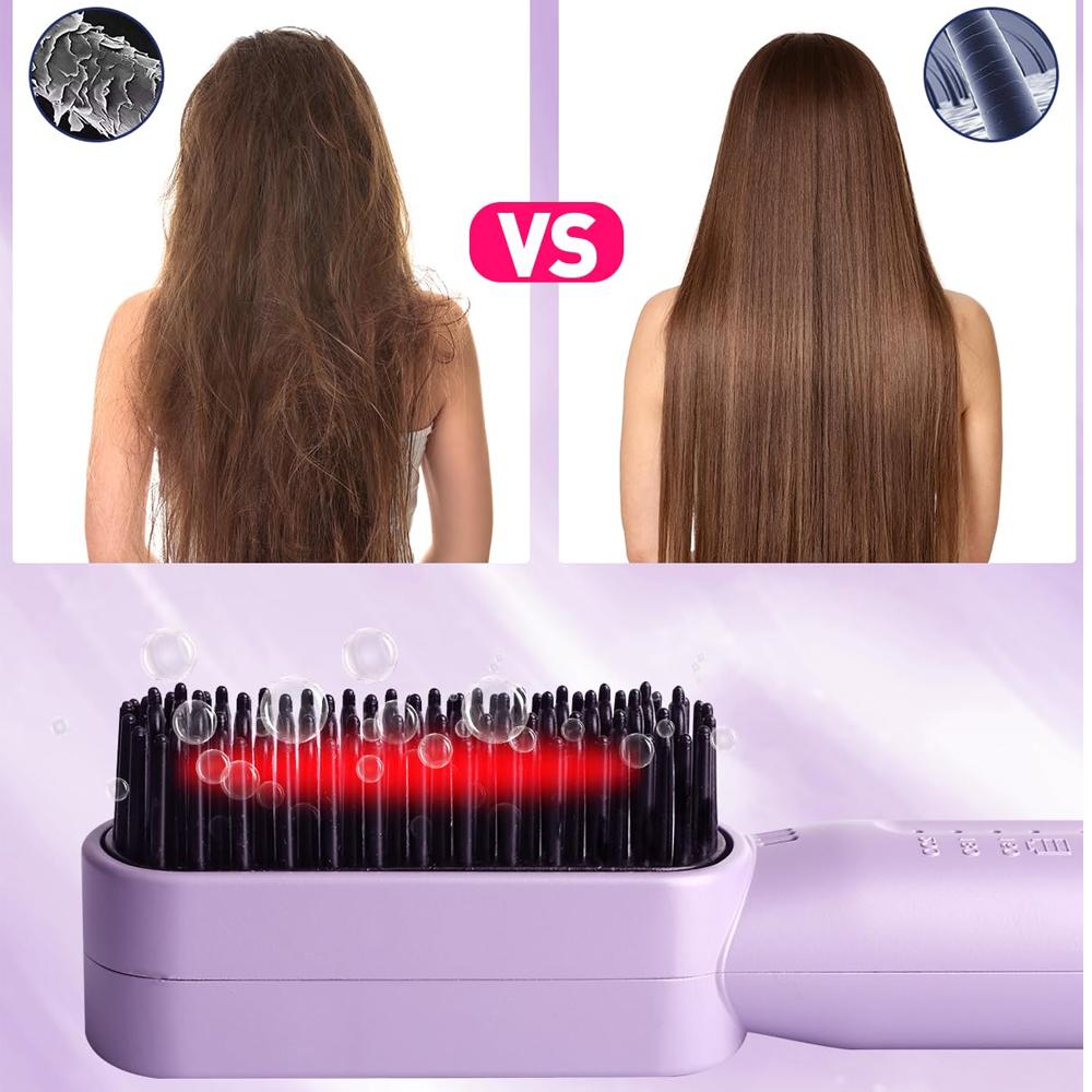 Cordless Hair Straightener Brushtool Hot Air Brushes Negative Ions Do Not Hurt Hair Handy Electric Hair Brush USB Charge