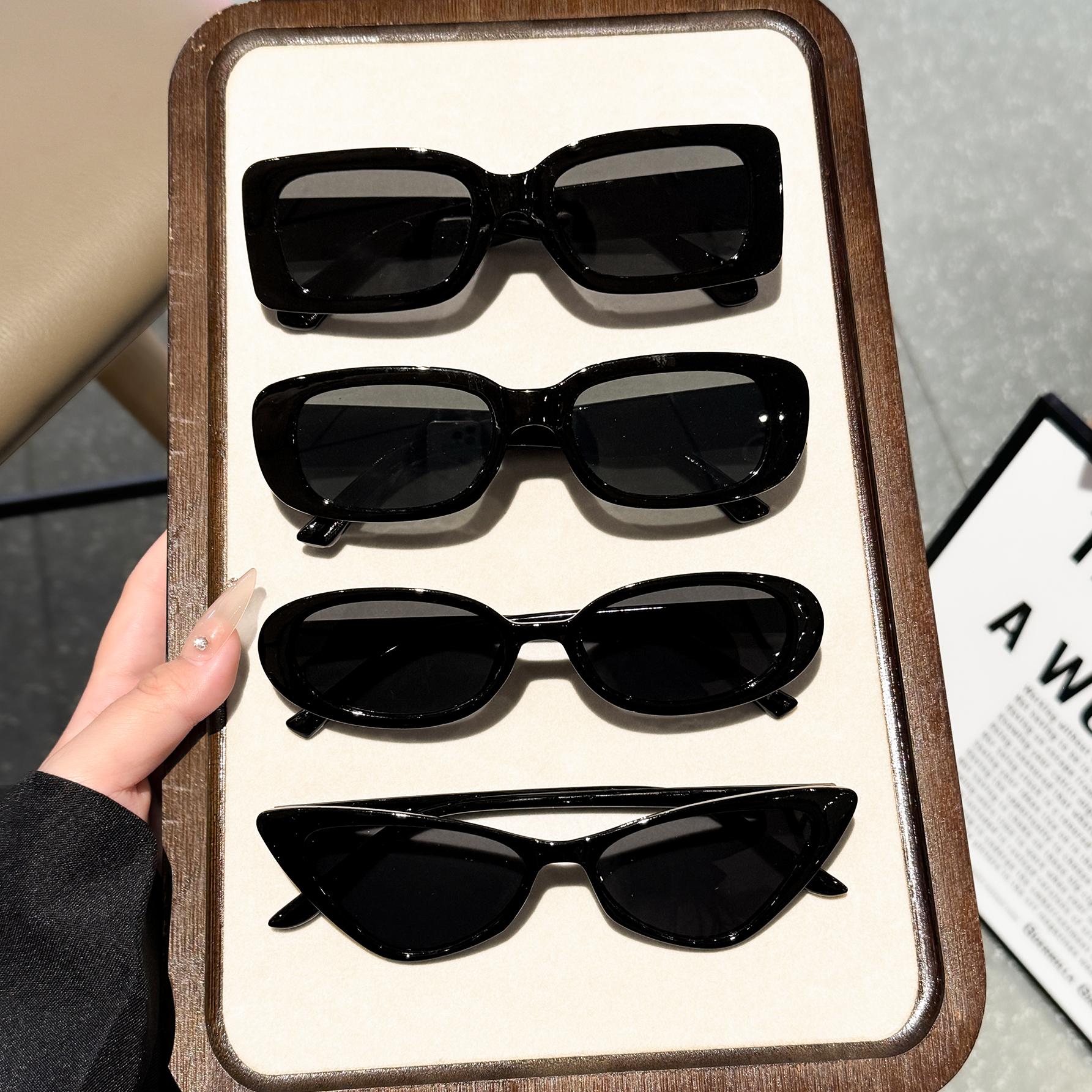 

4Pcs Retro Fashion Mixed Shape Frame Sunglasses Uv Protection Casual Fashion Women s Sunglasses Set Stylish for Beach Vacation