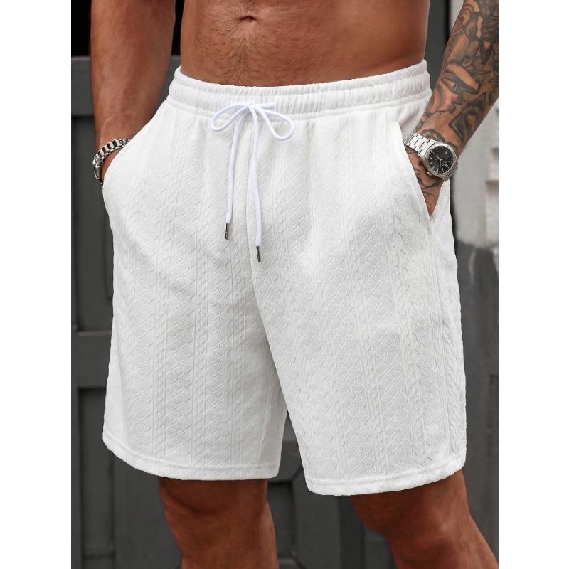Mens Textured Drawstring Casual Shorts S
