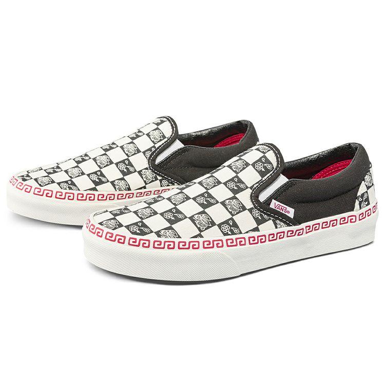 Vans Slip-On Rabbit Year Zodiac Leather Fabric Checkerboard Low-Top Skate Shoes Unisex Sneakers Black White VN0A5JLXBMA