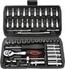 46PCS 1/4 Inch Drive Socket Set,Metric Ratchet Wrench Set with 4-14mm CR-V Sockets, Mechanic Tool Kits for Household Auto Repair
