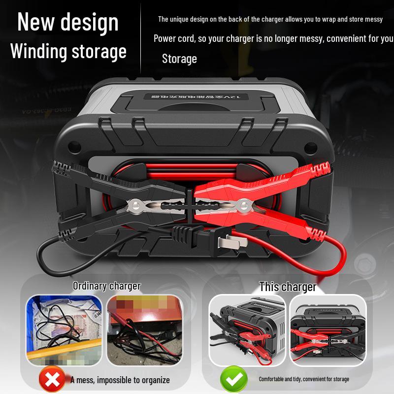 12V Smart Pulse Repair Car & Motorcycle Battery Charger, High-Power Start-Stop Feature