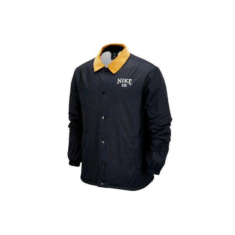 Nike Sb Logo Casual Skateboarding Collared Jacket Men Outerwear Black DM0871-010