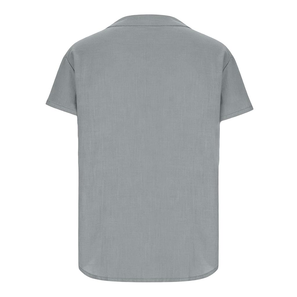 Lässiges Damen-Top, einfarbig, plissiert, Rundhalsausschnitt, Kurzarm