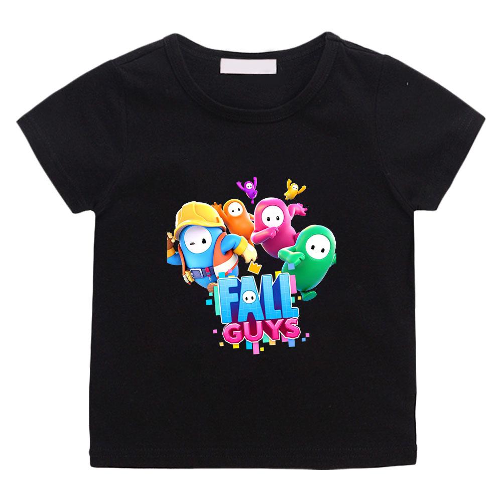 

Game Fall Guys Children s T-Shirt 100% Cotton Tees Cartoon Graphic Printing Tops Casual Kids Unisex O-Neck Short Sleeve Summer 100 чёрный