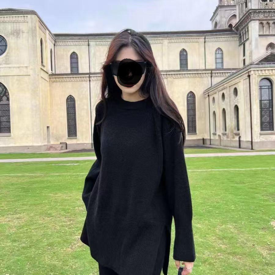 Damen Schlitzpullover & Weitbeinige Hose Set - Koreanischer Stil Lässig Zweiteiler für Herbst/Winter